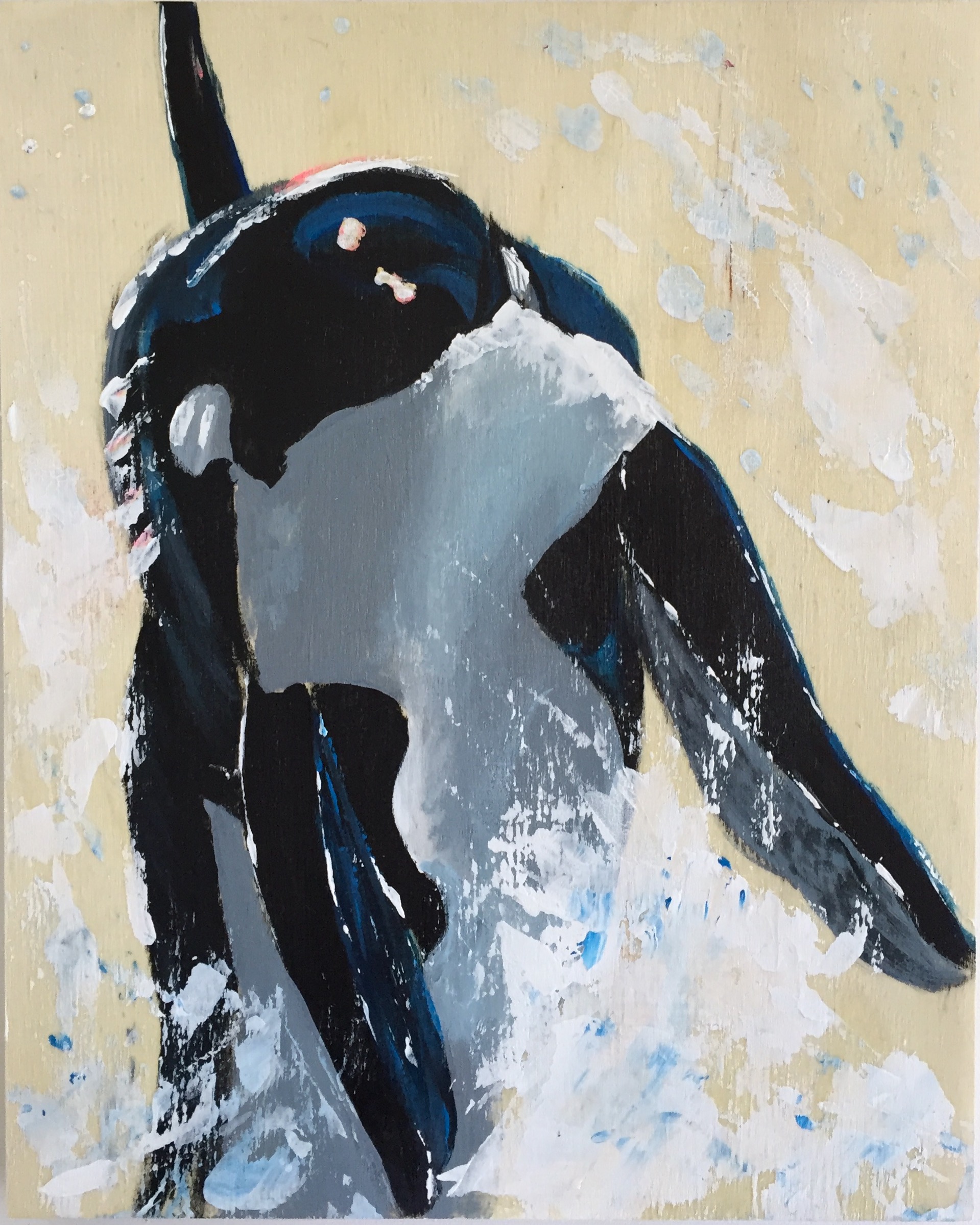 orca acrylique sur canevas de bois spatule 8''x10''