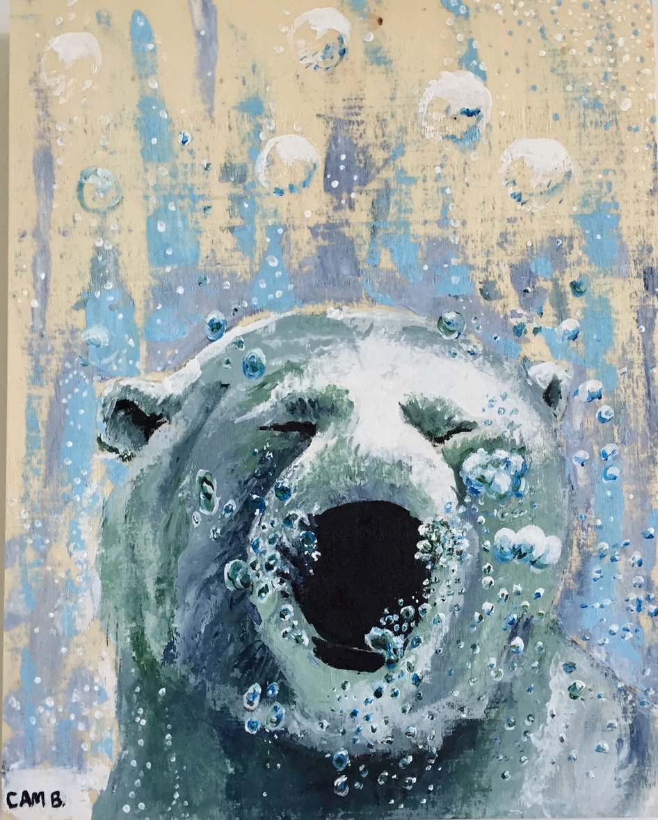 ursus maritimus acrylique sur canevas de bois spatule 8''x10''